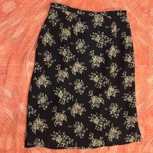 Harold’s Navy Blue Silk Floral Skirt